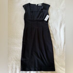 NWT Calvin Klein Black Square Neck Shealth dress, Sz 6